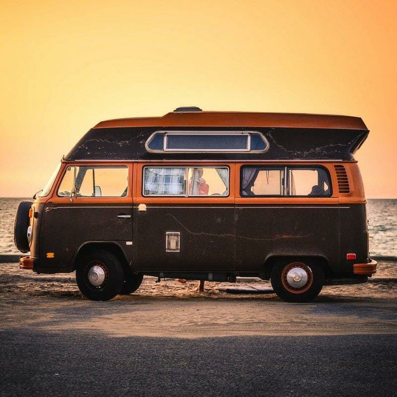 A caravan on the beach
