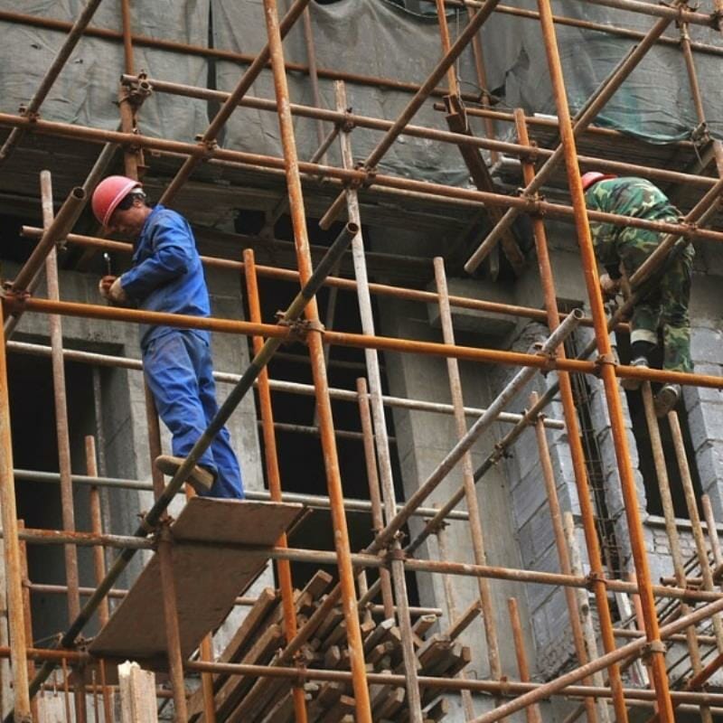 Scaffolding on the side of a building