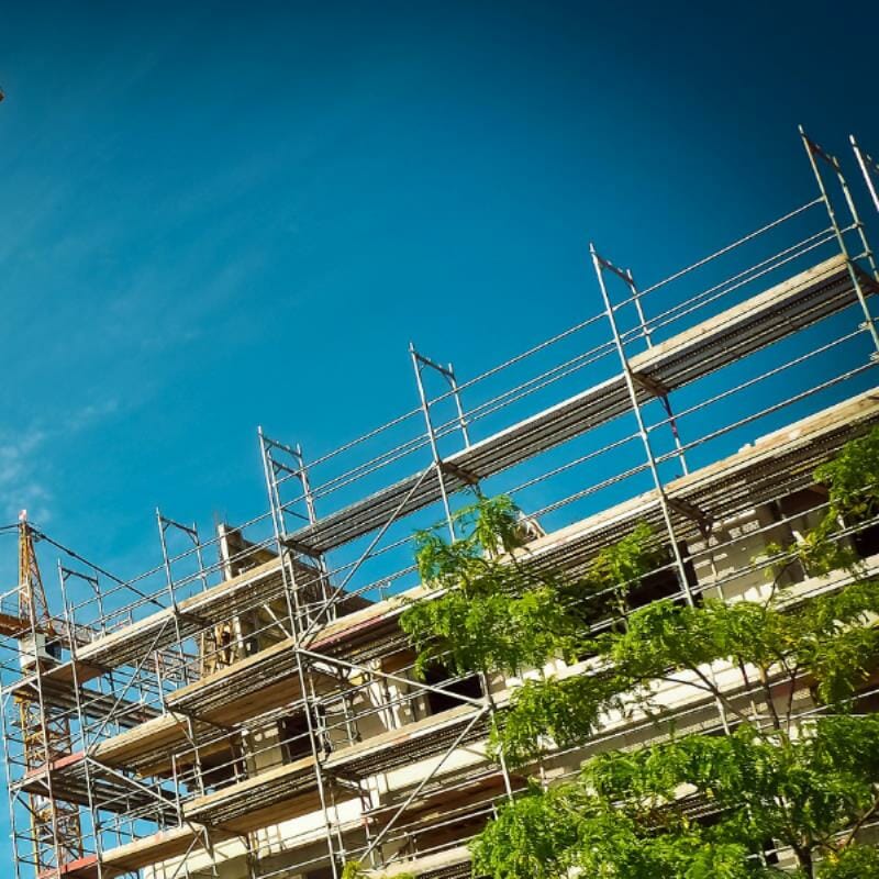 Scaffolding on the side of a building